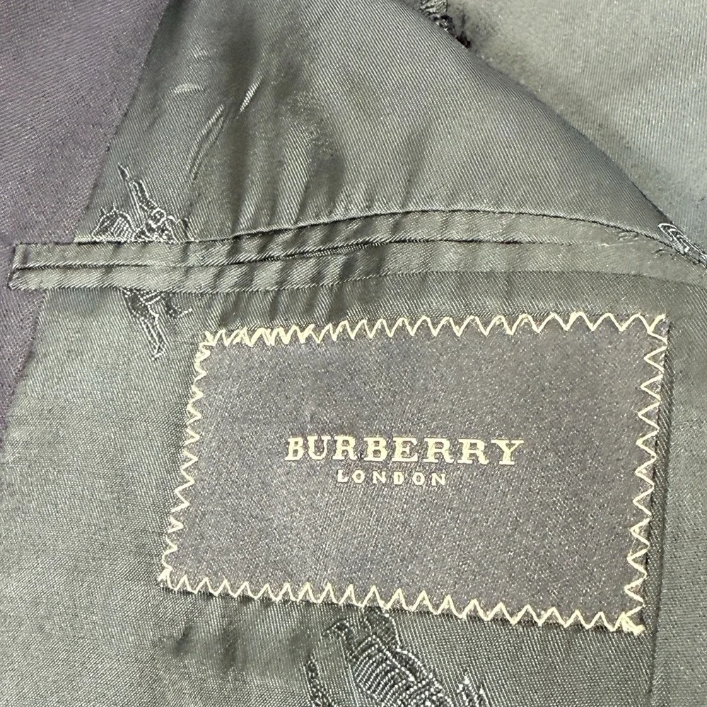 Vintage Burberry London Men's Navy Wool Blazer Jacket 44XL Gold Buttons USA